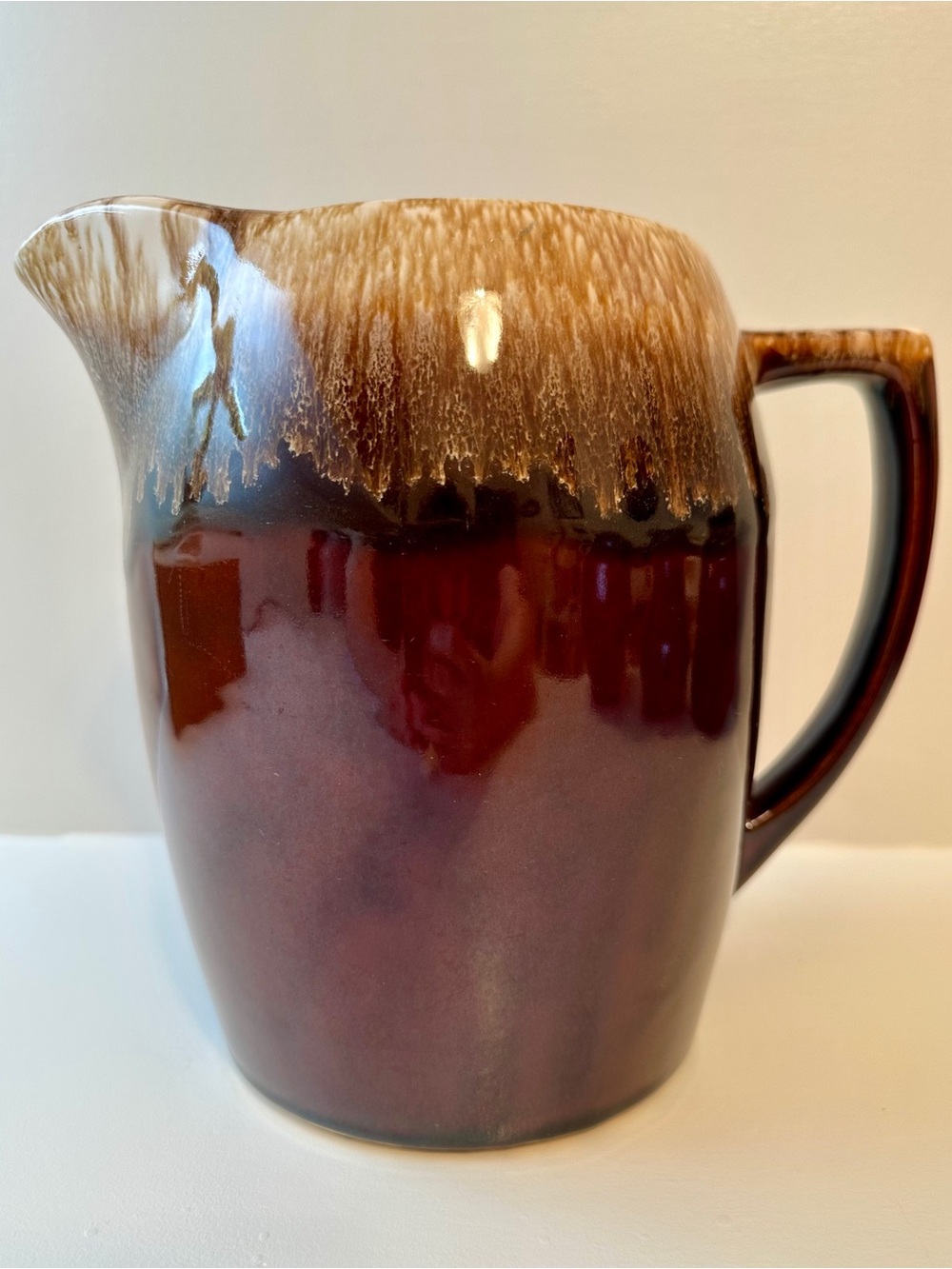 Vintage MCM Kathy Kale Brown Drip Glaze Pitcher